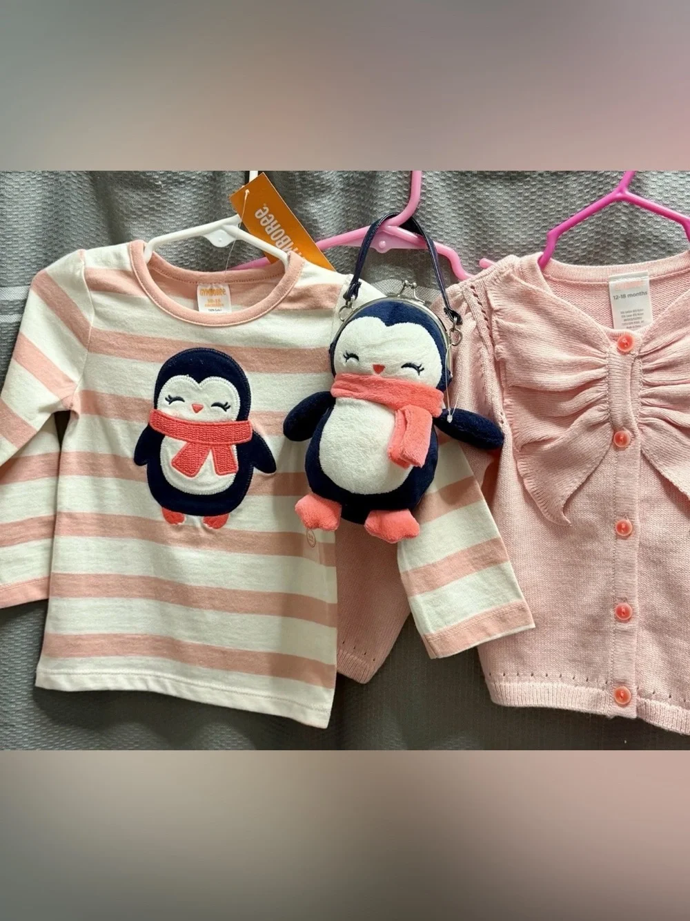 Gymboree Girls Girls 12-18M Polar Pink Coordinated Set 5pc Lot Plush Cardi Hat